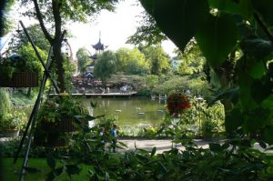 The gardens and lake inside Tivoli.