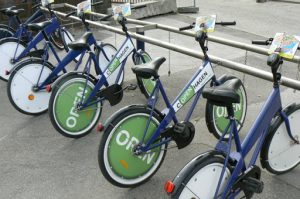 Free bicycles are available around the city.