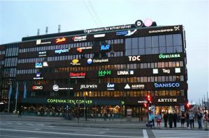 Central Square lights, shops and offices.