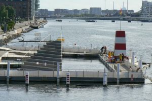 Islands Brygge swimming pool built into the chilly water of