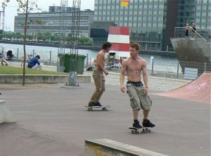 Well-formed skater at skate park next to the Islands Brygge