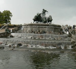 Fountain with mythological figures.