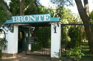 Entrance to Bronte Hotel in residential neighborhood of Harare