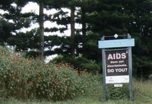 Roadside warning about AIDS and discrimination