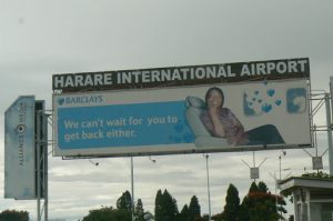 Enroute to Zimbabwe's airport where few planes arrive or depart.