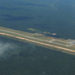 Harare airport from the air looks forlorn and isolated.