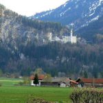 King Ludwig's Castle Neuschwanstein, Bavaria, seen in the distance from