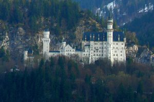 Approaching King Ludwig's extravagant Castle Neuschwanstein in Bavaria, southern Germany