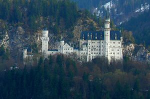 Approaching King Ludwig's extravagant Castle Neuschwanstein in Bavaria, southern Germany