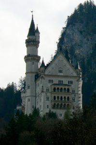 Approaching King Ludwig's extravagant Castle Neuschwanstein in Bavaria, southern Germany