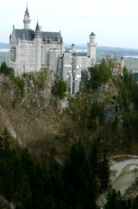 Approaching King Ludwig's extravagant Castle Neuschwanstein in Bavaria, southern Germany