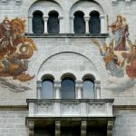 Fresco detail of Castle Neuschwanstein in Bavaria