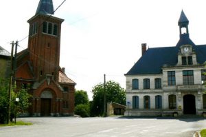Argonne-Meuse Region: Apremont Village Church and Town Hall