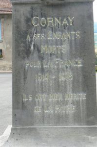 Argonne-Meuse Region: Cornay Village memorial to World War 1, "they