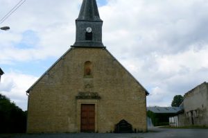 Argonne-Meuse Region: Fleville Village church with memorial to World War