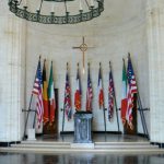 Meuse-Argonne American Cemetery chapel interior. Flags are of the principal