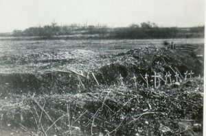 Meuse-Argonne Region: vintage photo of temporary graves of recently killed