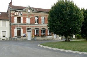 St Juvin's modest town hall adjacent to the town