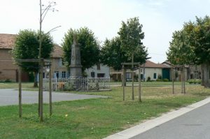 Argonne-Meuse Region: Village of Marcq central park with war monument