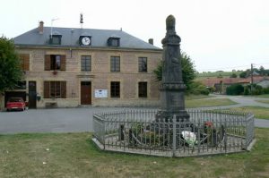 Argonne-Meuse Region: Village of Marcq central park with war monument