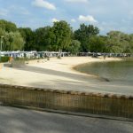 Beach at the fresh-water Vert Lac ( green lake) in