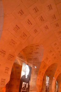 Interior of the ossuary feels reverential and hallowed  with mosaic