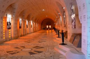 Interior of the ossuary feels reverential and hallowed with mosaic