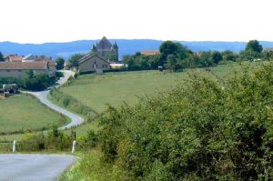Looking west on the road into St Juvin coming from