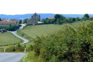 Looking west on the road into St Juvin coming from