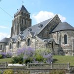 Beautiful Romanesque Romagne-sous-Montfaucon stone church.