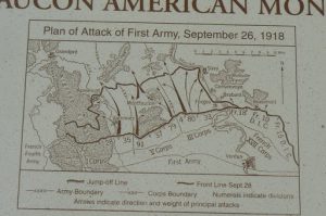 Military map of American Forces in Meuse (river) - Argonne