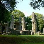 Argonne-Meuse Region: behind the Monument are the ruins of the