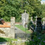 Argonne-Meuse Region: old cemetery by the church ruins behind the