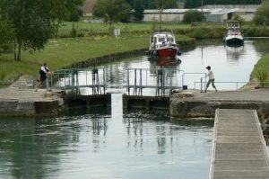 Argonne-Meuse Region: Sivry-sur-Meuse Village canal lock. The canal parallels the