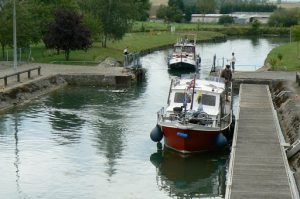 Argonne-Meuse Region: Sivry-sur-Meuse Village canal lock. The canal parallels the