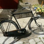 Specially designed bicycle sits in front of the Museum's cafe