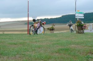 Bicycles were a theme decoration in the area of the