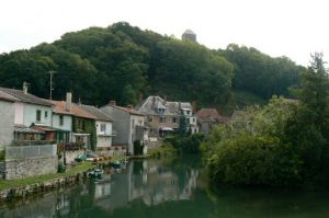 Rebuilt homes along the Meuse River in Dun-sur Meuse