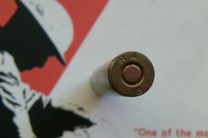 Bullet shell found on the Meuse-Argonne battlefield; viewed from the bottom