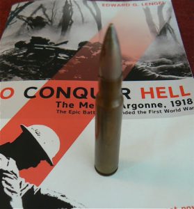 Bullet shell found on the Meuse-Argonne battlefield;  on the the