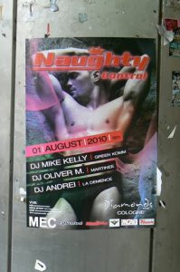 Party poster; there were several huge parties during Gay Games