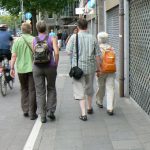 Two lesbian couples walking home in central Cologne