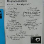 Daily menu at Cafe Rainbow at AIDS Hilfe where inexpensive