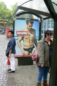 Sensual outdoor Aussiebum clothing-maker ad in central Cologne