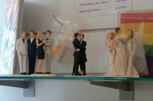Wedding cake figures at Checkpoint, the main LGBT store in