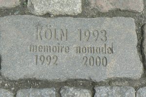 Cologne cobblestone memorial remembering victims of the AIDS epidemic, located