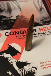 This souvenir (presumed American) bullet from the Meuse-Argonne Offensive  was