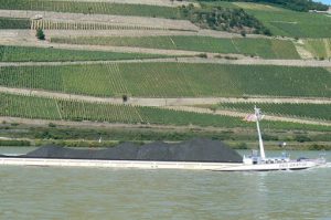 Coal barge and vinyards