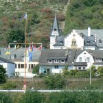 Germanic style village and flags