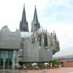 Modern museum and old cathedral